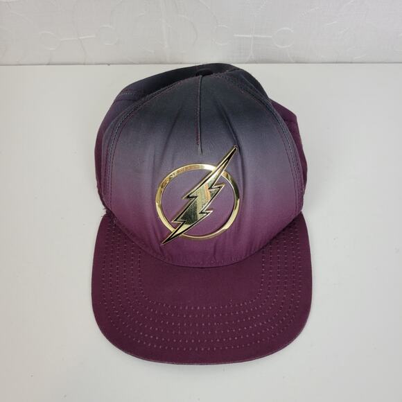DC Comics Mens/Kids The Flash Logo Superhero Metal Baseball Snap Back Hat Purple - Picture 12 of 12
